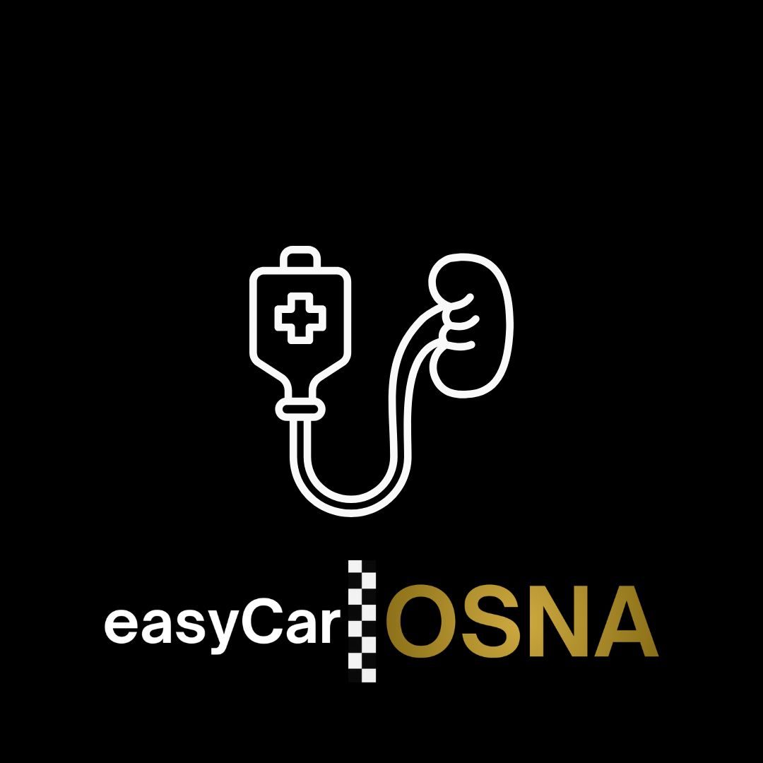 Dialysefahrten Osnabrück Logo von easyCar OSNA mit stilisierter Nieren- und Infusionsbeutel-Darstellung.